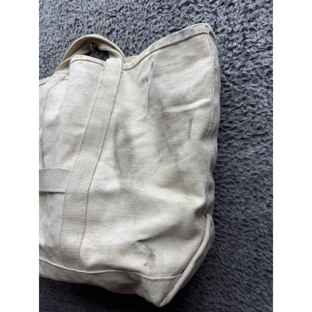 Vintage 70s 80s Linesmen Cotton Canvas Tool Utility Tote Bag Ivory 21 x 15 - Picture 5 of 13